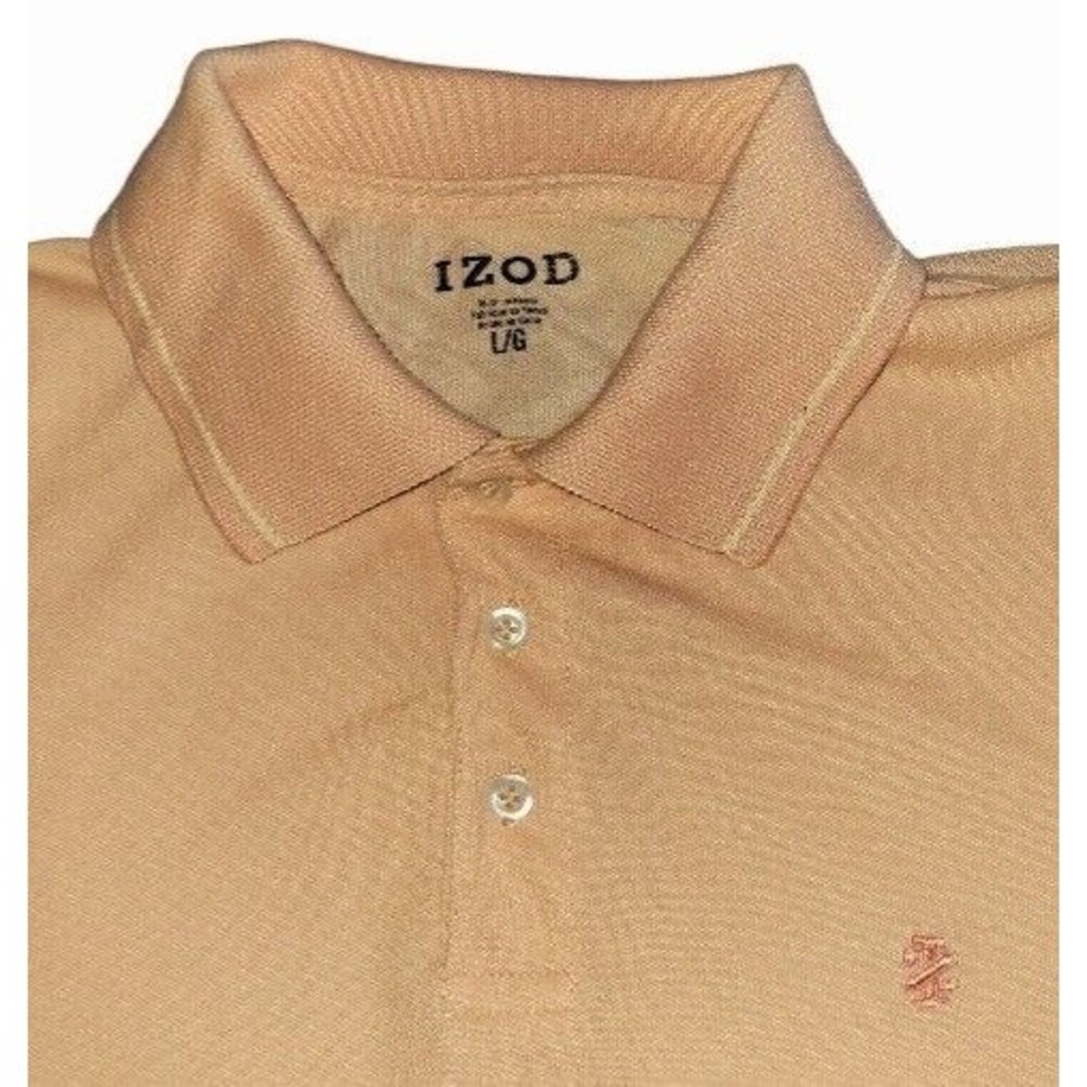 IZOD Men's Large Golf Polo Shirt Peachy Orange 3 Button Short Sleeve